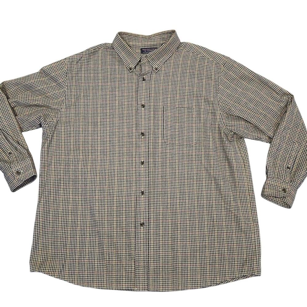 ROUNDTREE‎ & YORKE Black/White/Yellow Plaid Button Down Long Sleeve XXL